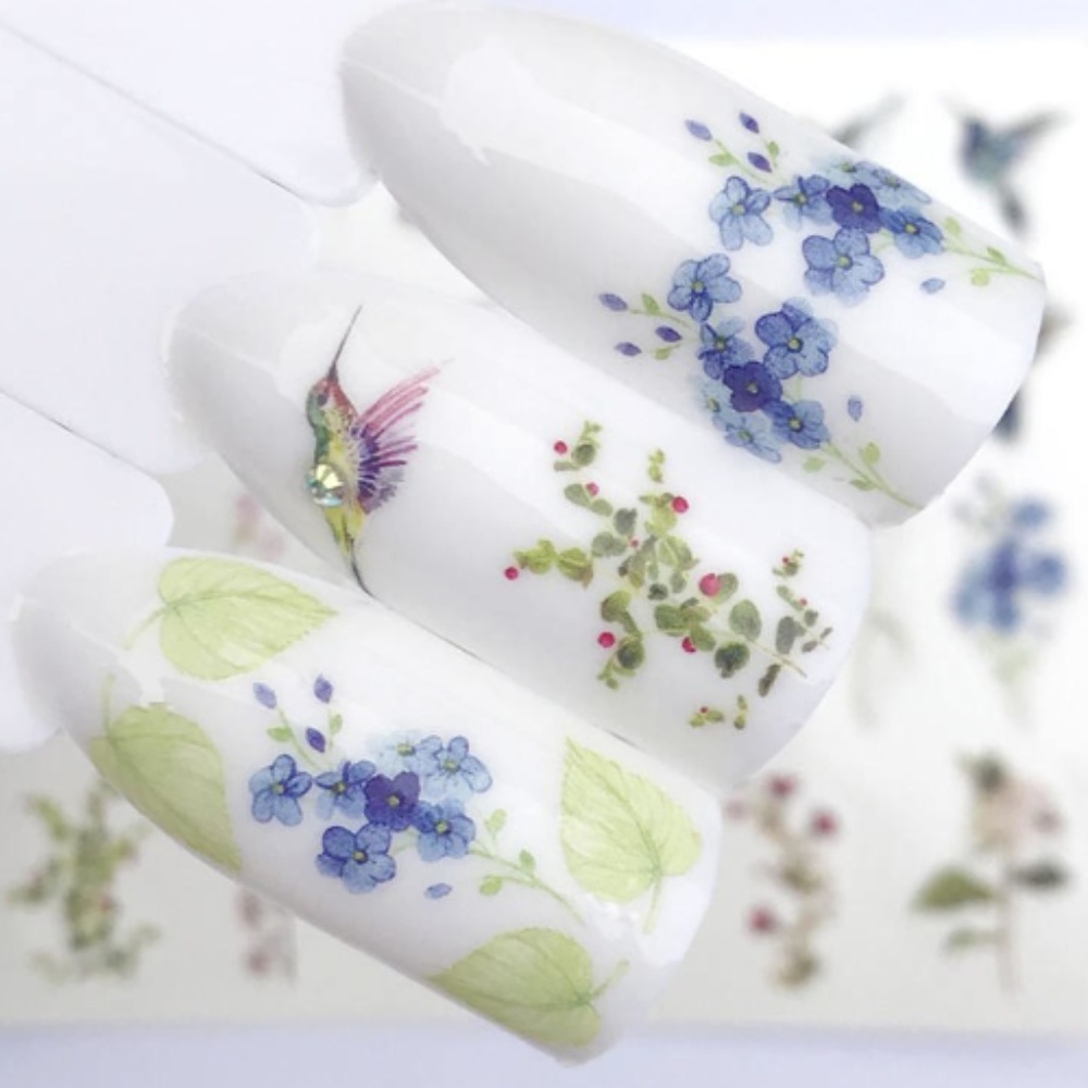 💐4/$16💐 Hummingbird Floral Nail Decals 🏆Host Pick🏆